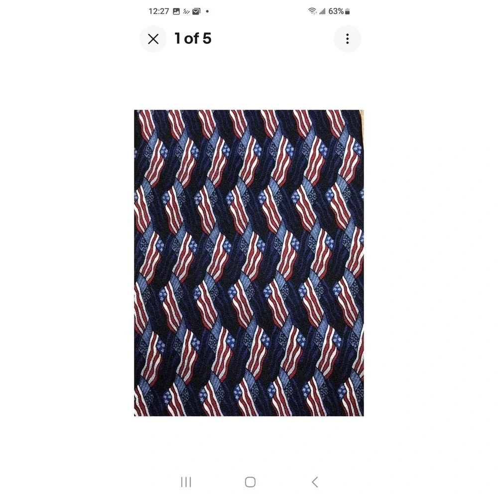 Stonehenge Men's Silk Necktie American Flag Geometric USA Red White Blue Tie‎
